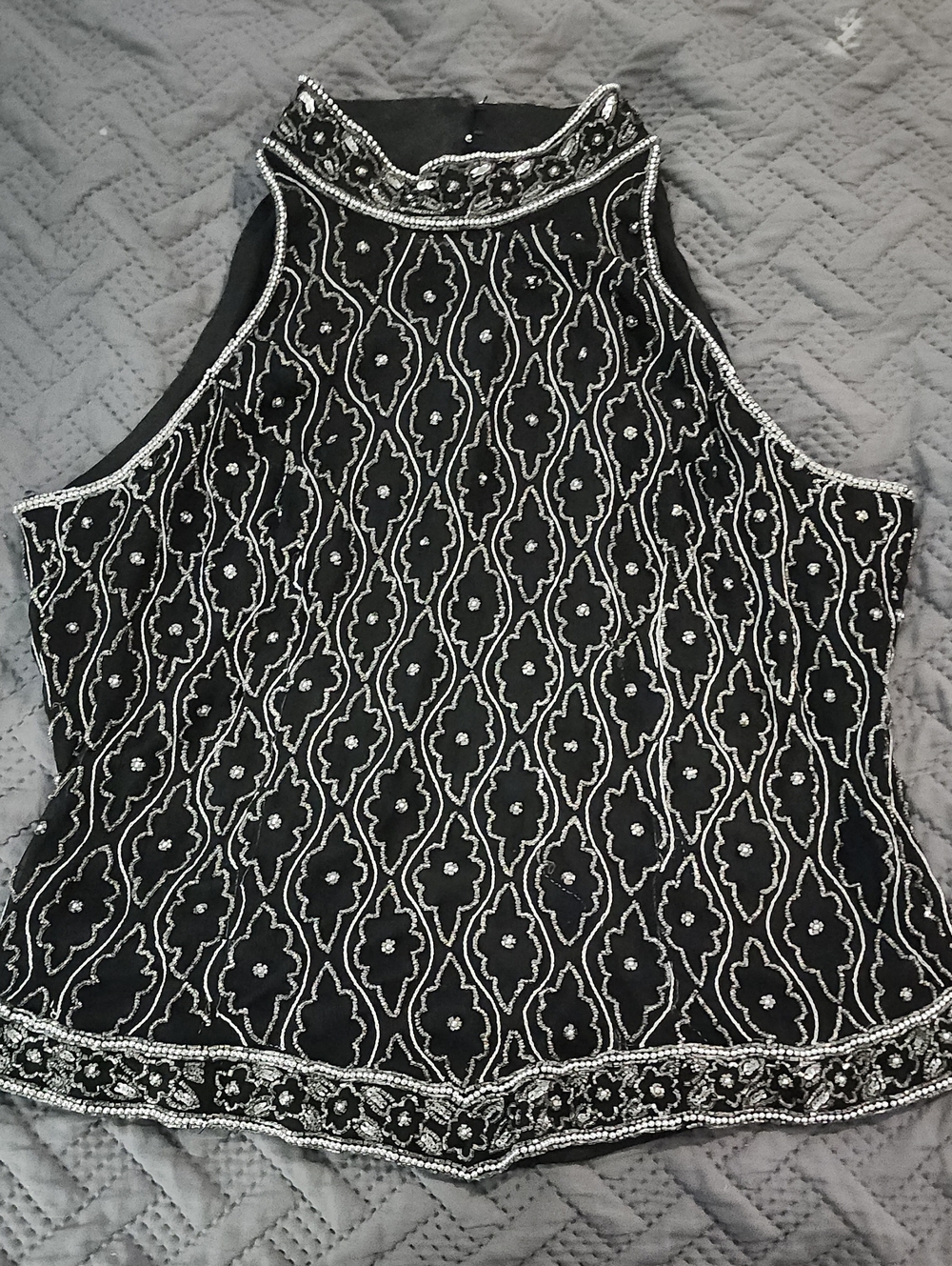 MARINA Black Beaded Halter Shell